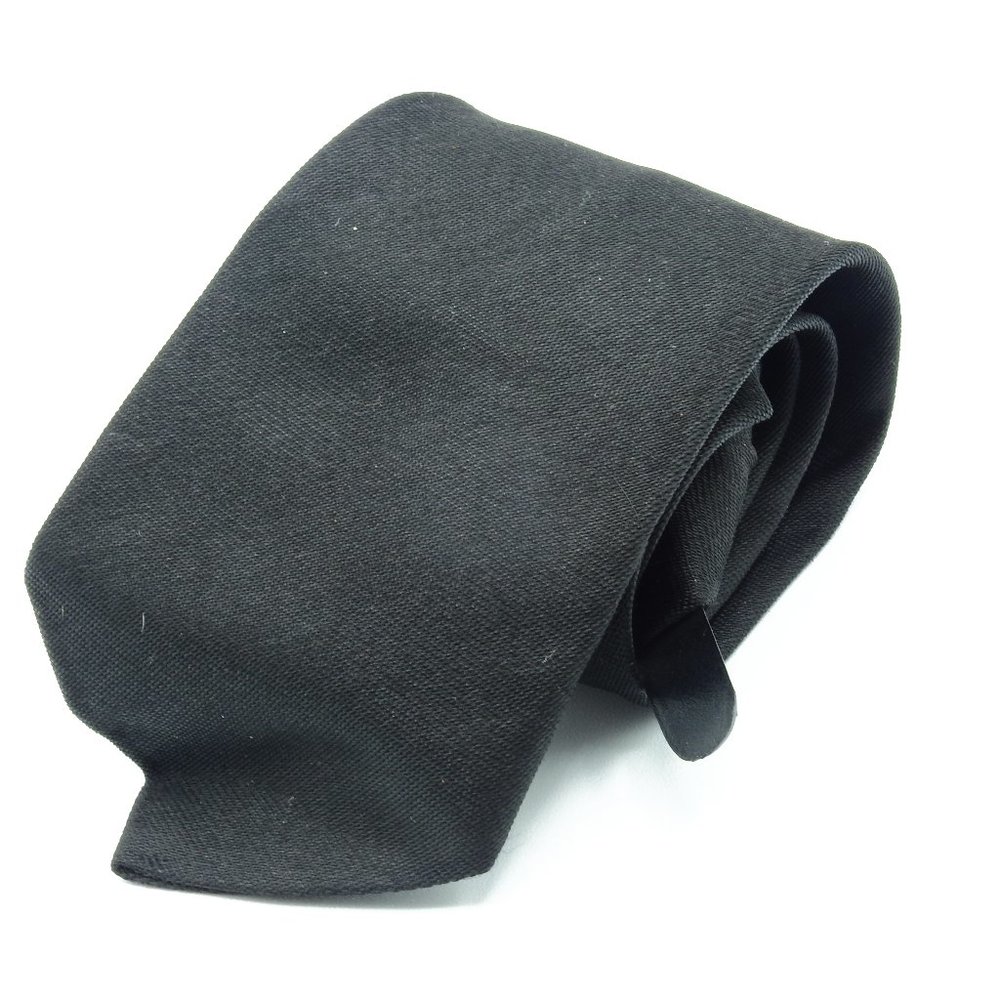 Vintage Unknown Solid Black Clip On Neck Tie